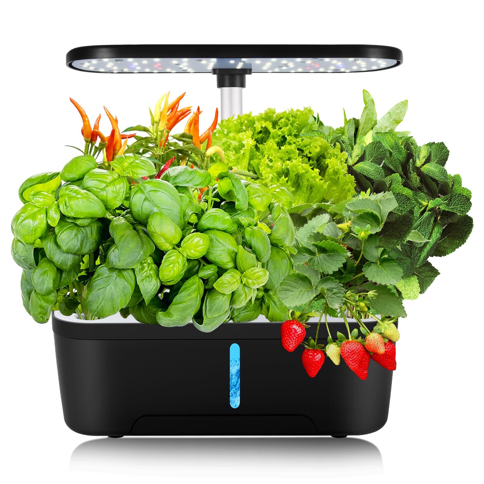 12 Pods Hydroponics Growing System, Indoor Herb Garden with LED Grow Light, Plants Germination Kit with Automatic Timer, Smart Garden Planter, Height Adjustable, for Home & Kitchen Gardening