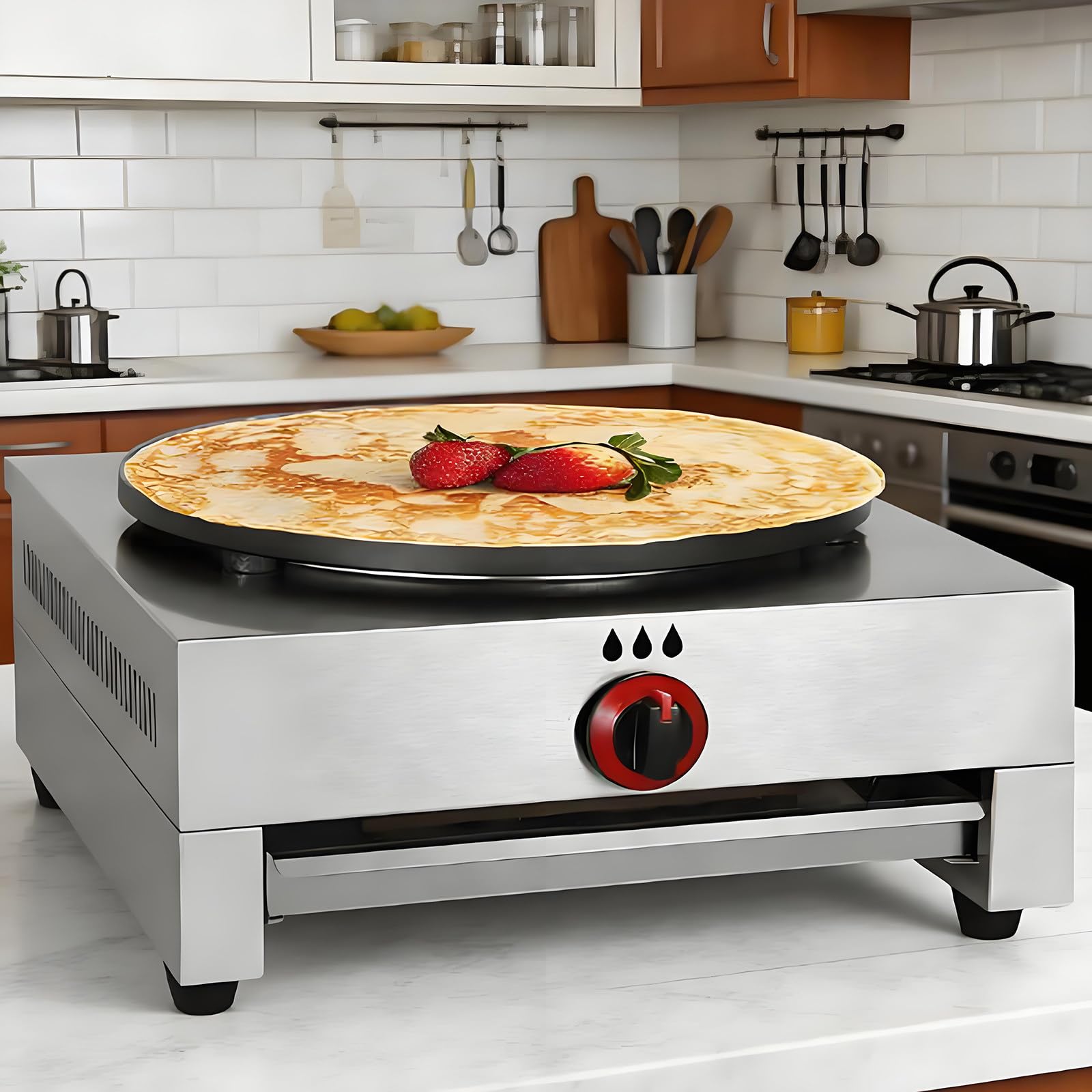 Plancha de crepé antiadherente, potencia de fuego ajustable, máquina comercial de panqueques para el hogar y restaurante, máquina eléctrica de crepé