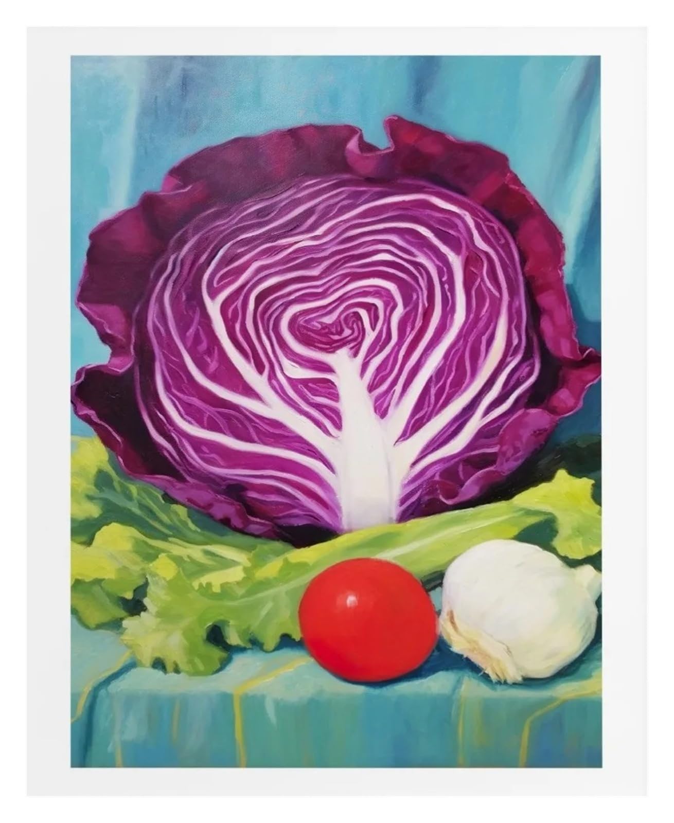 XENITE Wall Art Canvas Prints Cabbage Carrots Eggplant Pumpkin Pepper Broccoli Vegetable Poster Print Wall Art Pictures Canvas Painting Room Home Decor(B,50x70cm)