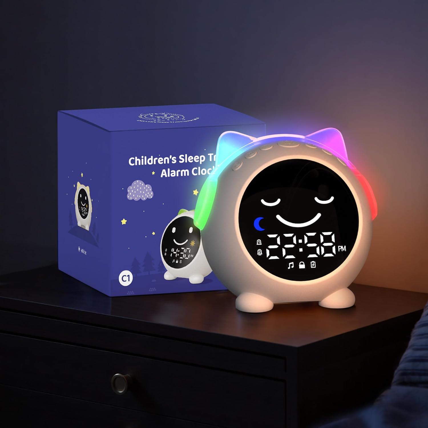 White Noise Machine & Alarm Clock, Kids Alarm Clock with Night Light & Nap Timer,Sound Machine for Baby Kids Adult with Night Light (V1) (V2)