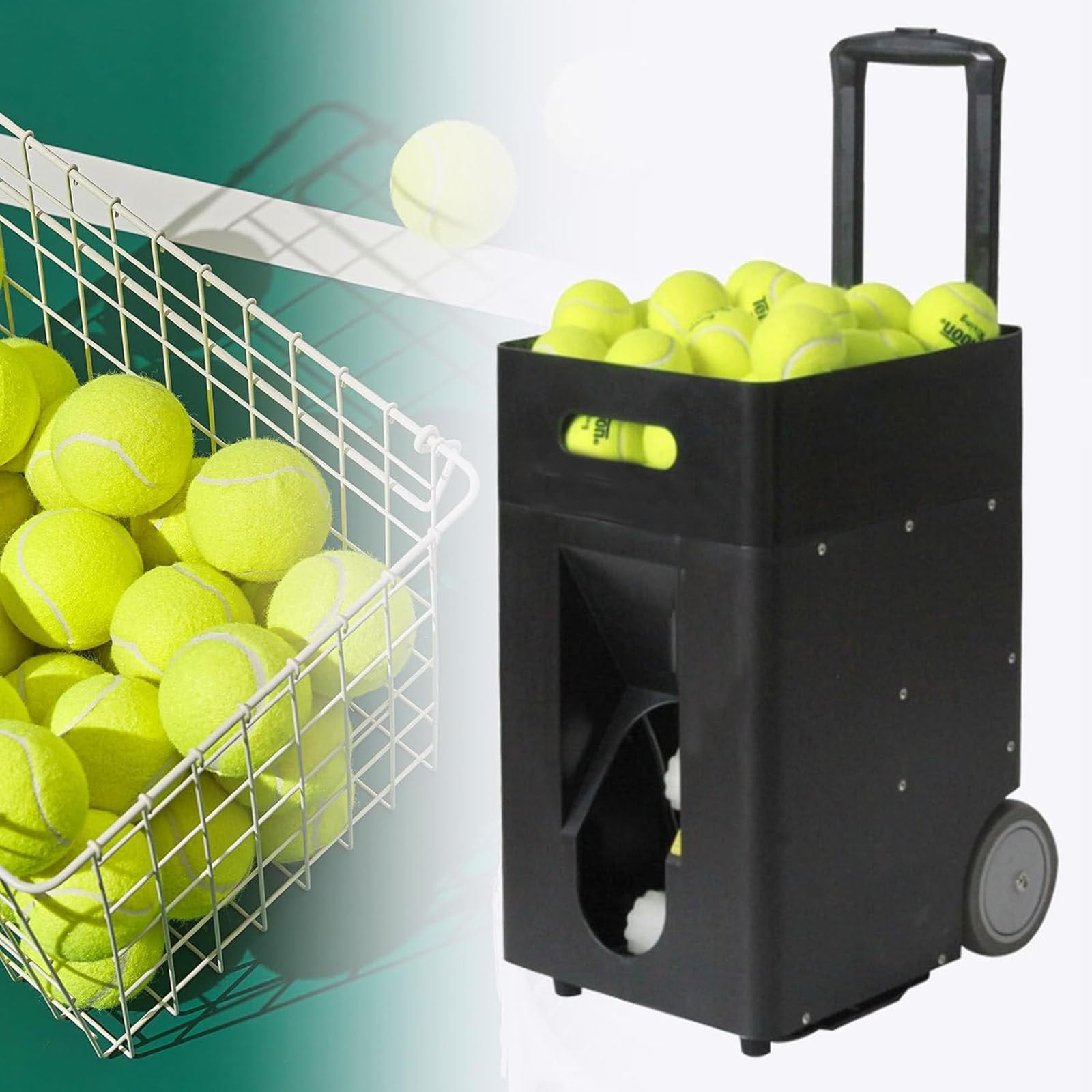 Máquina portátil para lanzar Pelotas de Tenis, Lanzador automático de Pelotas de Tenis, ángulo de Lanzamiento Ajustable, Velocidad, frecuencia de rotación, Gran Capacidad de 50, para Principiantes,