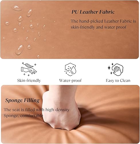 Miniatura 5 de DUOMAY Juego de 2 taburetes de bar modernos, altura de asiento de 26.75 pulgadas con patas de metal, taburetes tapizados de piel sintética sin