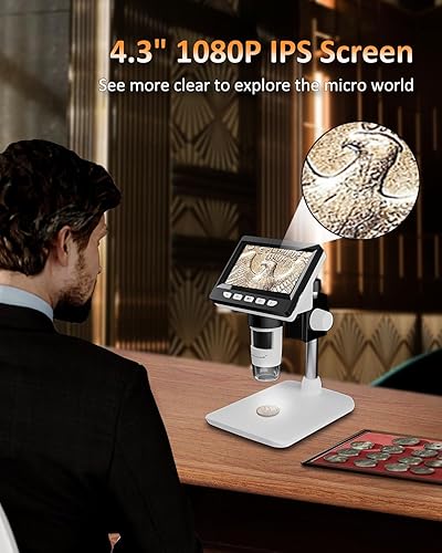 Miniatura 6 de Aopick Microscopio de la cámara, microscopio digital de la moneda para adultos y niños - Microscopio con 8 LED, compatible con iPhone y Andorid