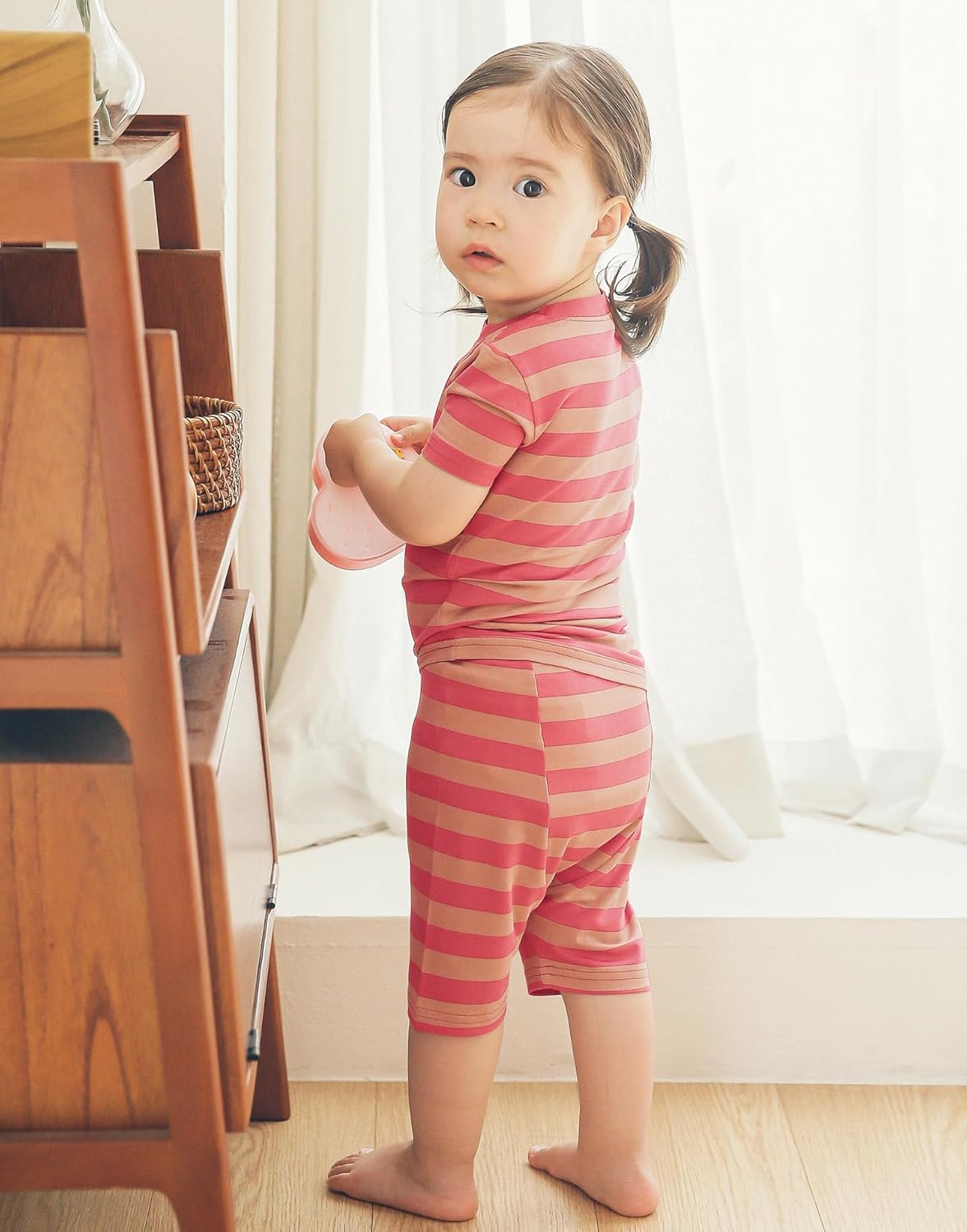 Vaenait Infant Toddler Kids Junior Girls Boys Summer Viscose Soft Stripe Short Sleepwear Pajamas Pjs Set - Image 3