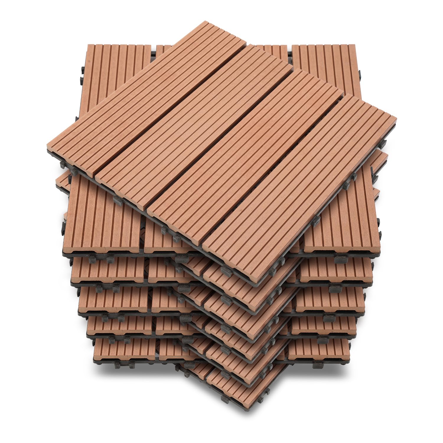 22 piastrelle per terrazze in WPC, 30 x 30 cm, per balcone, piastrelle da giardino con sistema a clic, piastrelle a clic, per terrazze, per 2 m² marrone