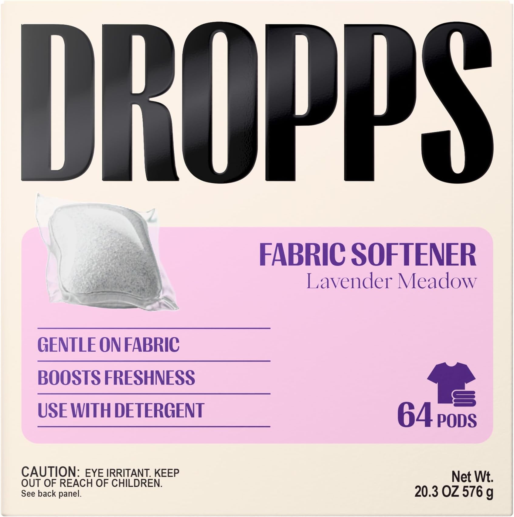 Dropps Fabric Softener Pods: Lavender Eucalyptus | 64 Count | HE Compatible + All Washers | Cold Wash + All Temperatures | Softness + Freshness | Low Waste Packaging
