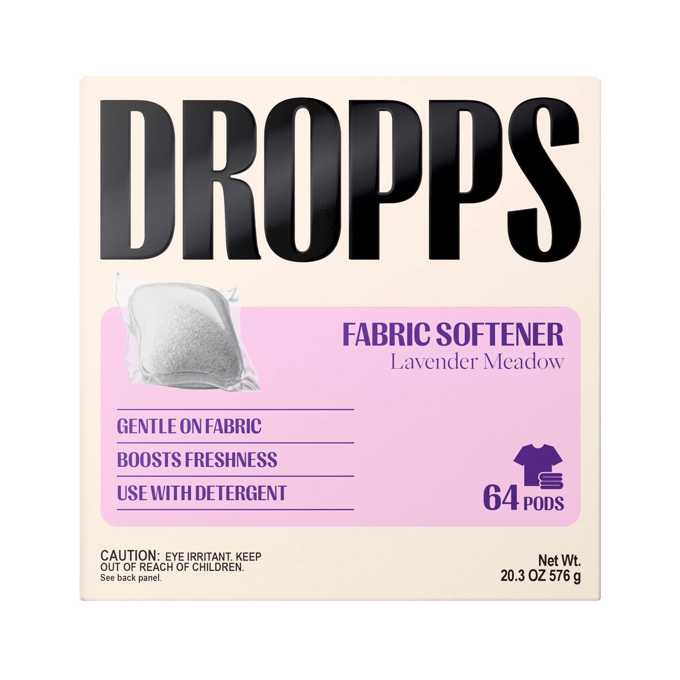 Dropps Fabric Softener Pods, Lavender Meadow (64 Count) - Laundry Softener For Soft &amp; Fluffy Fabrics | Liquid Softener &amp; Dryer Sheet Alternative | Clean Ingredients | Plastic Free Packaging