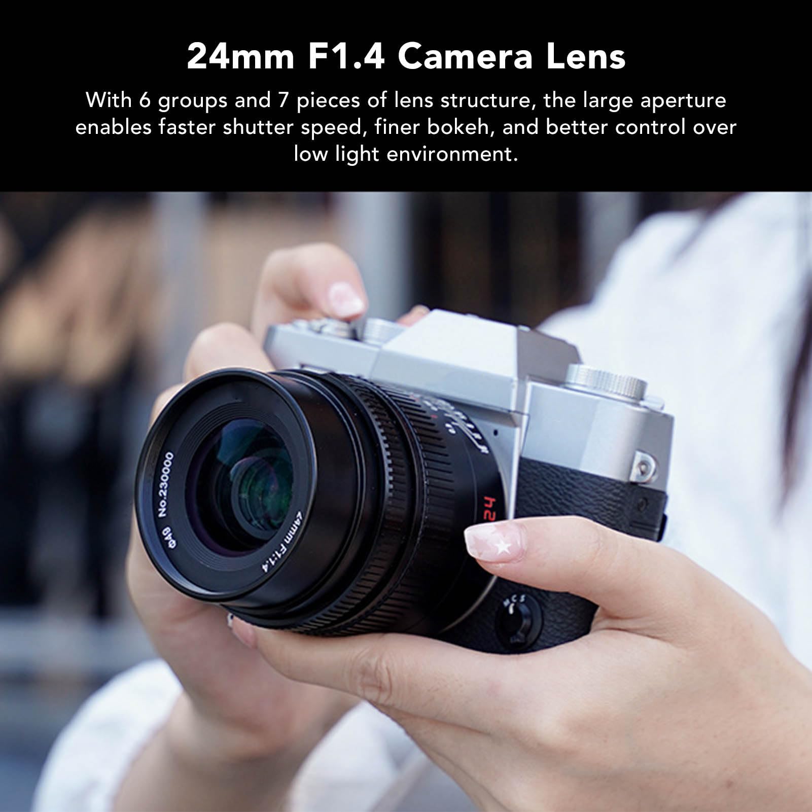 24mm F1.4 APS C Obiettivo con Messa a Fuoco Manuale Humanities Obiettivo Grandangolare Ambient Portrait Obiettivo ED per GH3 GH4 GF1 GM1 GM5, per E M1 E M5 E Altre Fotocamere