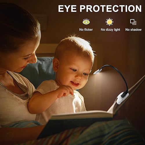 Miniatura 2 de Luz de lectura LED, funciona con pilas, luz de libro para leer en la cama, luz de computadora para cuidado de los ojos, luces LED con clip para