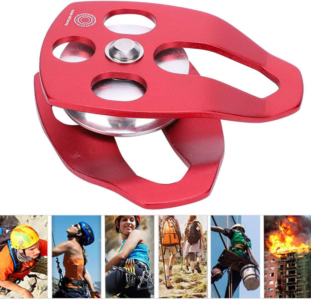 30KN Climbing Single Pulley, Large Rescue Pulley, Upgraded Rescue Single Pulley, Bearing Sheave Sliding Side Plate for Rescue Outdoor Rock Climbing Aerial Working