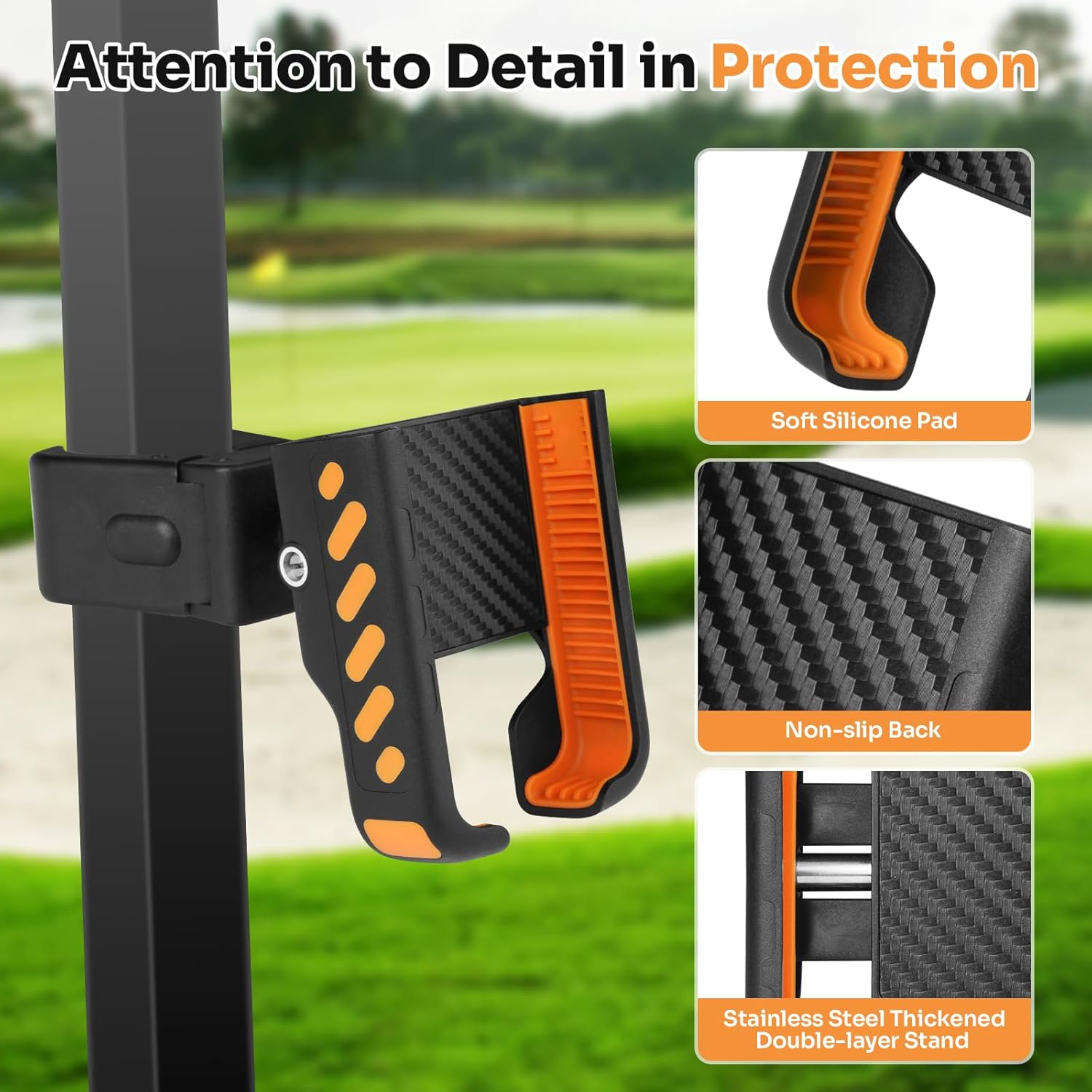 T TGBROS Golf Cart Phone Holder – Universal Mount for EZGO, Club Car, Yamaha, Compatible with iPhone, Galaxy, Google Pixel, Secure Lock, 360° Rotation, Big Phones & Thick Cases Friendly - Image 2