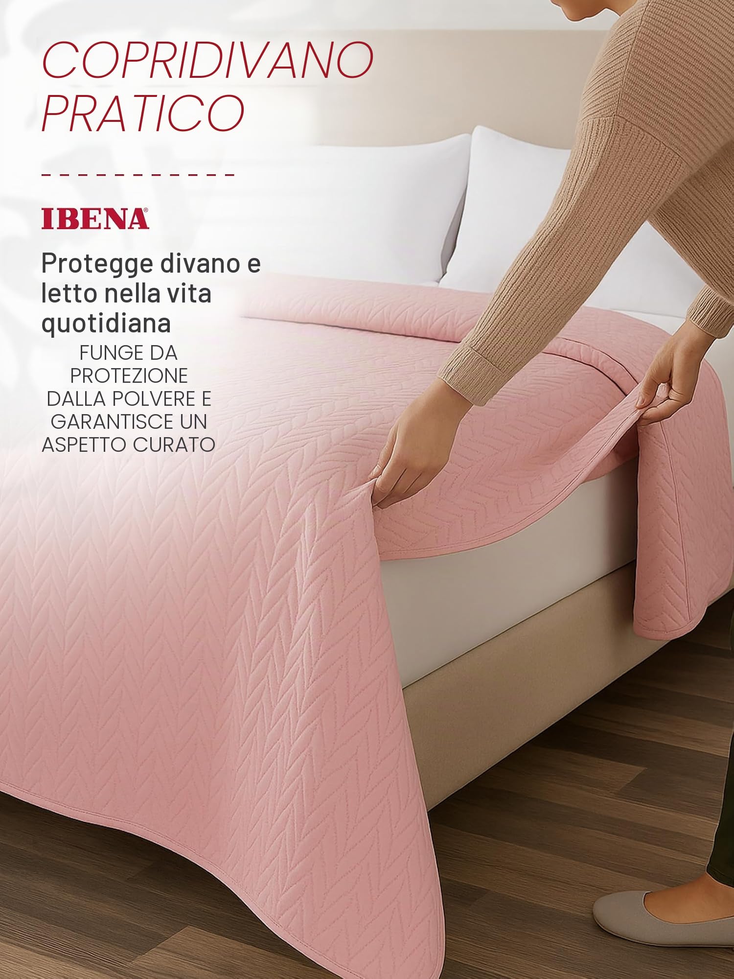 Ibena Nancy - Copriletto 140 x 210 cm, colore: rosa, coperta leggera con motivo a treccia