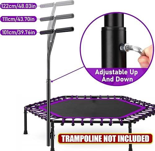 Miniatura 4 de TOBWOLF Accesorio de barra de mango de rebote para trampolines de fitness, mango de barra universal para entrenamiento de entrenamiento