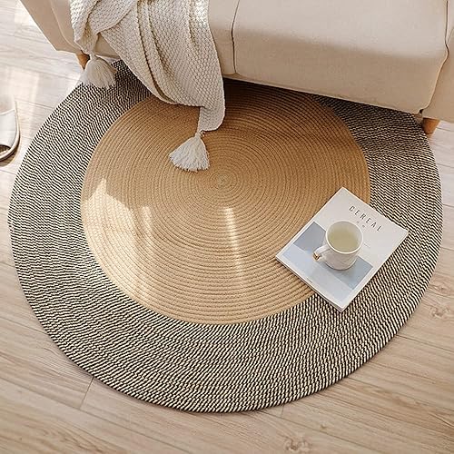 Miniatura 3 de Poowe Alfombras redondas tejidas a mano, para sala de estar, dormitorio, estudio, silla de computadora, base de cojín, tapete redondo para