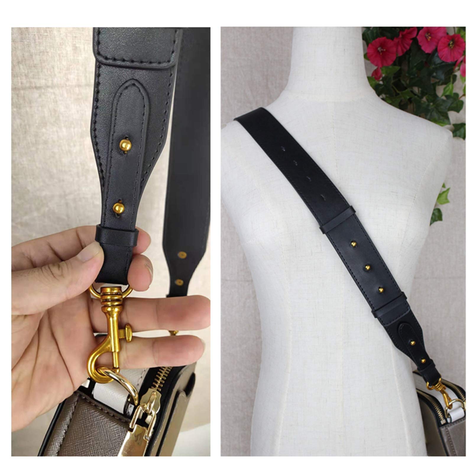 Correa de hombro ancha de cuero genuino correa de metal gancho Crossbody bolsa correa ajustable 95-110 cm bolsa accesorios