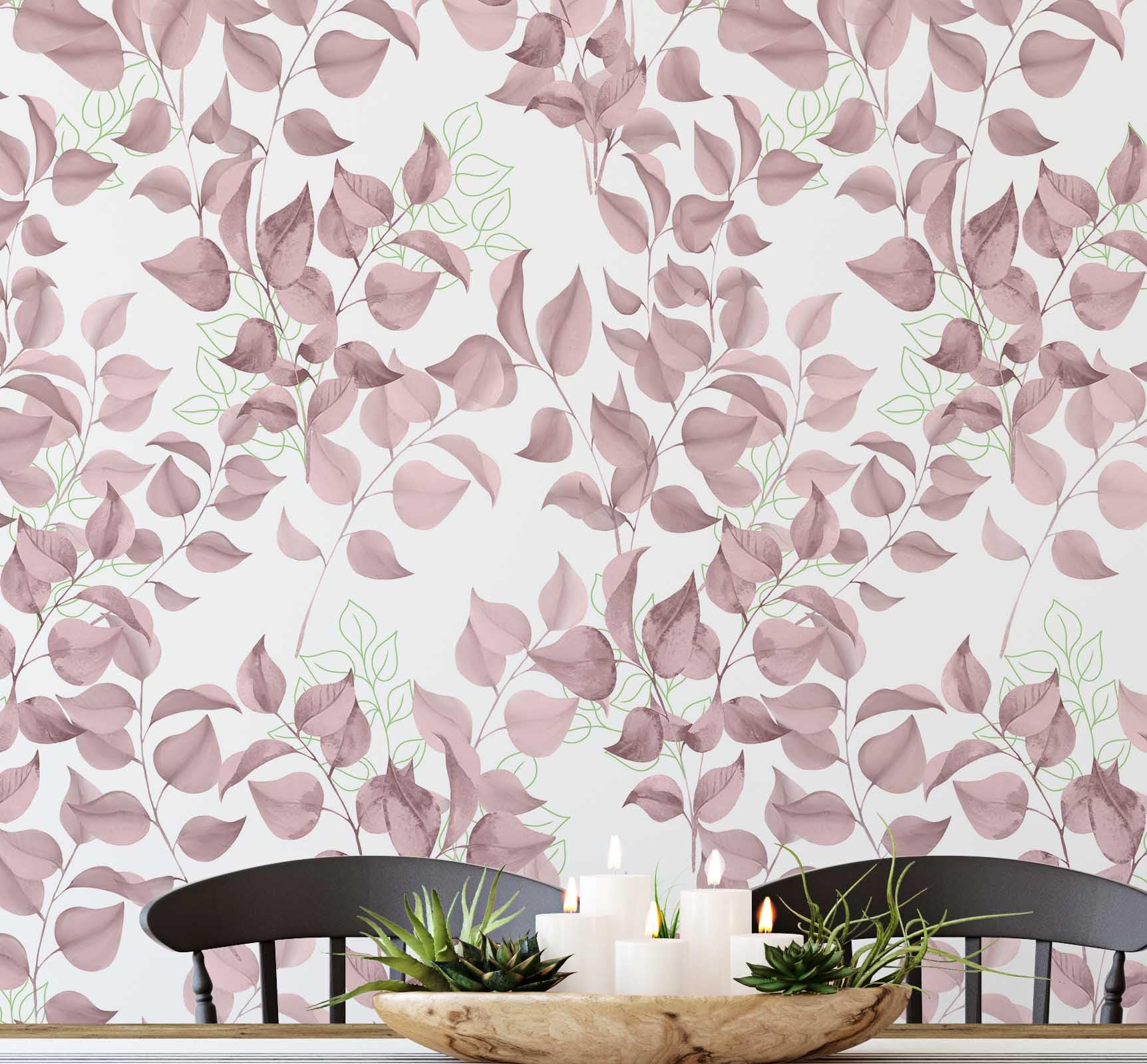 Papier Peint Aquarelle Chic S4Sassy Revêtement Mural Haut de Gamme Vinyle Rose
