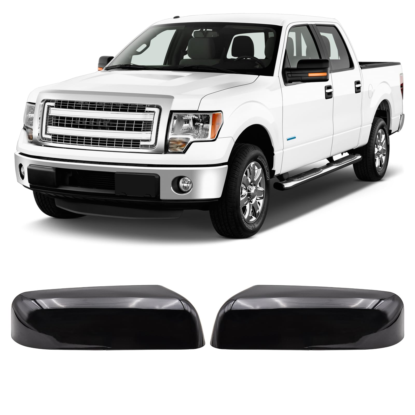Par De Tapas De Espejo Cromadas Para Ford F150 2015-2018