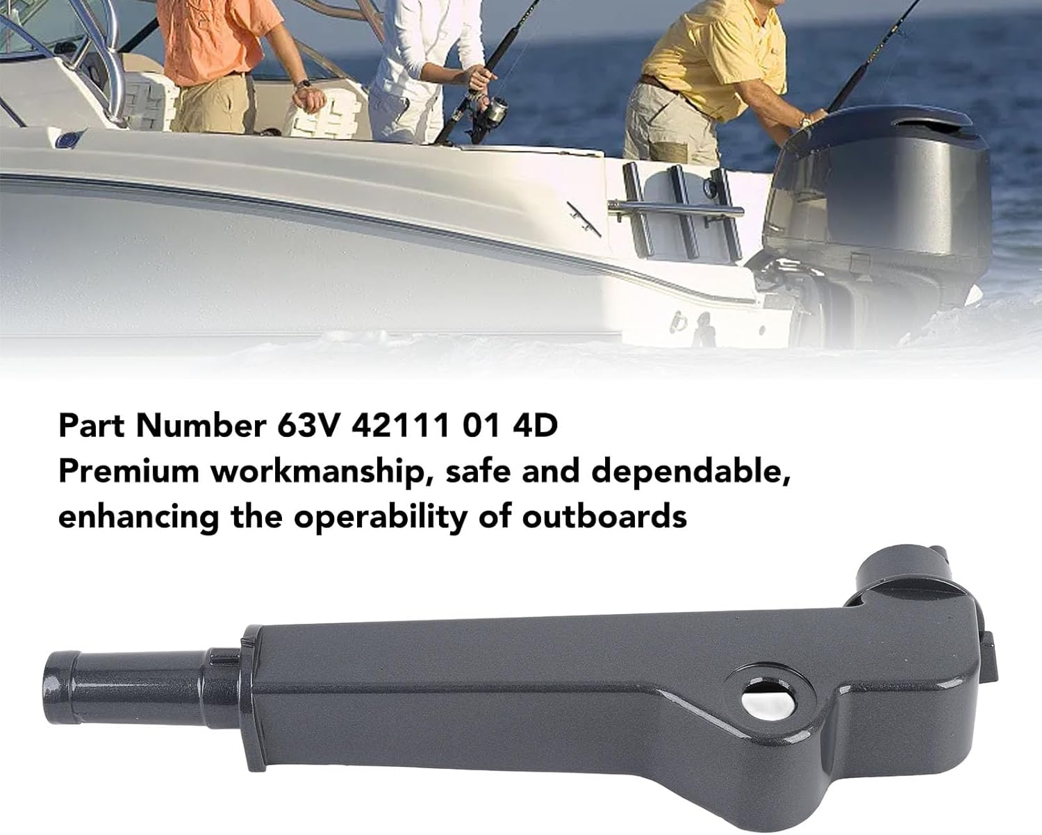 Outboard Motor Steering Handle, Aluminum Alloy, Short Shaft, 63V 42111 01 4D Compatible with 9.9HP to 15HP 2 Stroke - Durable Construction, Enhanced Stability, Ideal for Boat