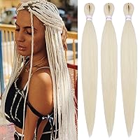 Vista 9 de IXIMII 3 paquetes de cabello trenzado rosa preestirado de 16 pulgadas, trenzas de ganchillo lacio, textura Yaki suave, extensiones de cabello