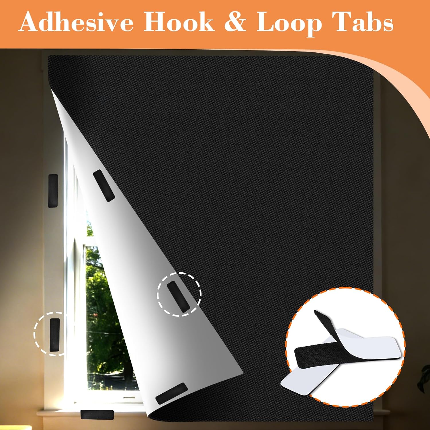57" W x 79" H No Drill Blackout Window Cover, Portable Pleated Black Out Shades, Easy Install Room Darkening Window Treatments for Bedroom, Living Room, Cuttable Window Blinds