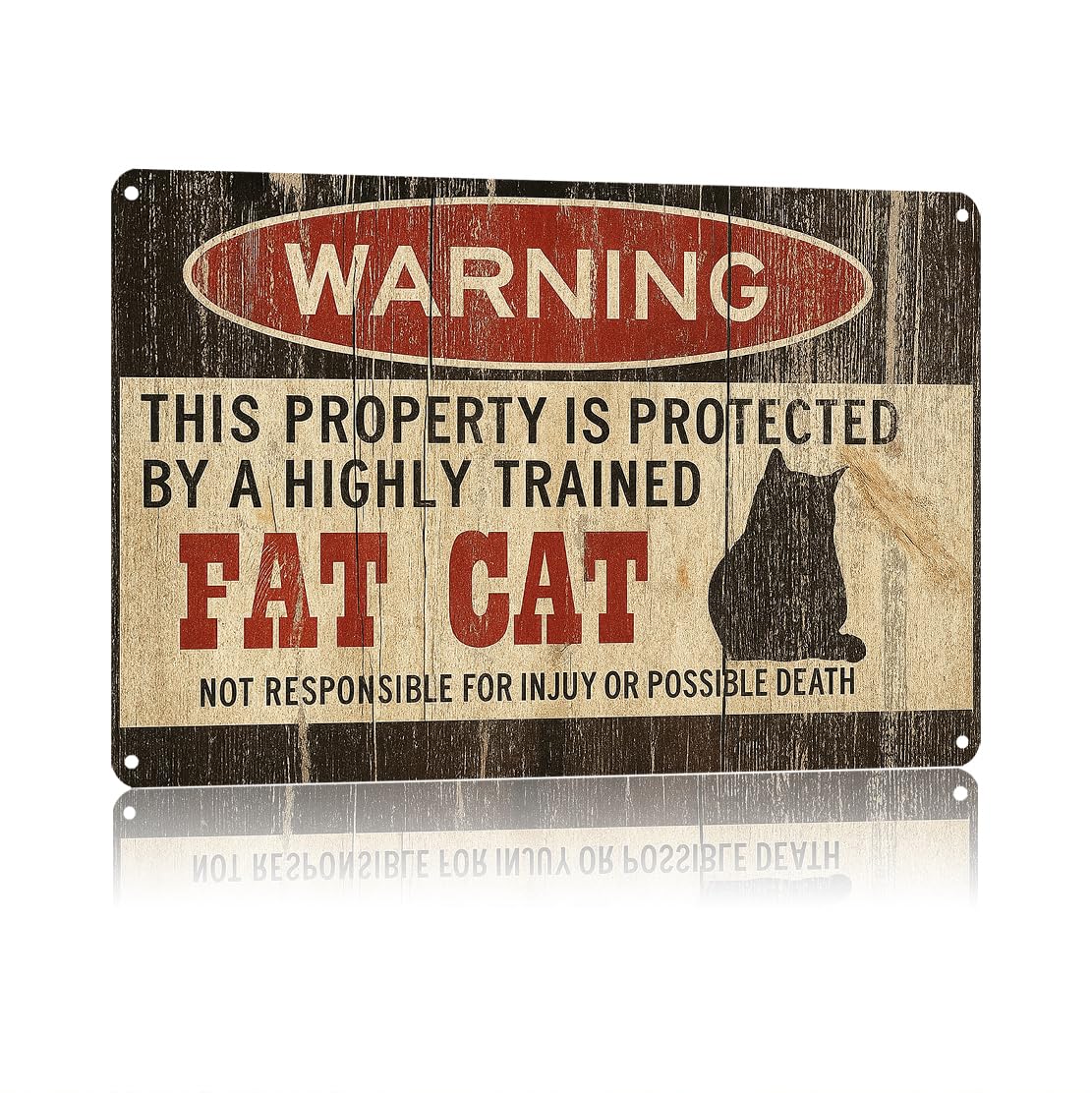 KWQDOZF Funny Metal Signs Posters Fat Cat Sign Wall Art for Yard Outdoor Lawn Garden Home Decor 8X12inch