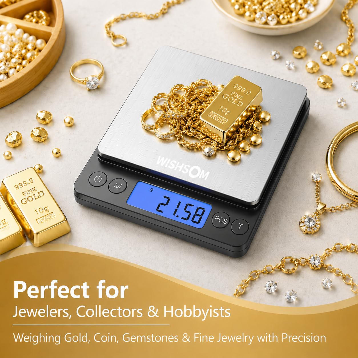 Bilancia per gioielli, 500 g x 0,01 g, bilancia digitale ad alta precisione, bilancia portatile per gioielli, banchi dei pegni e appassionati di oro, perfetta per pesare oro, argento, diamanti
