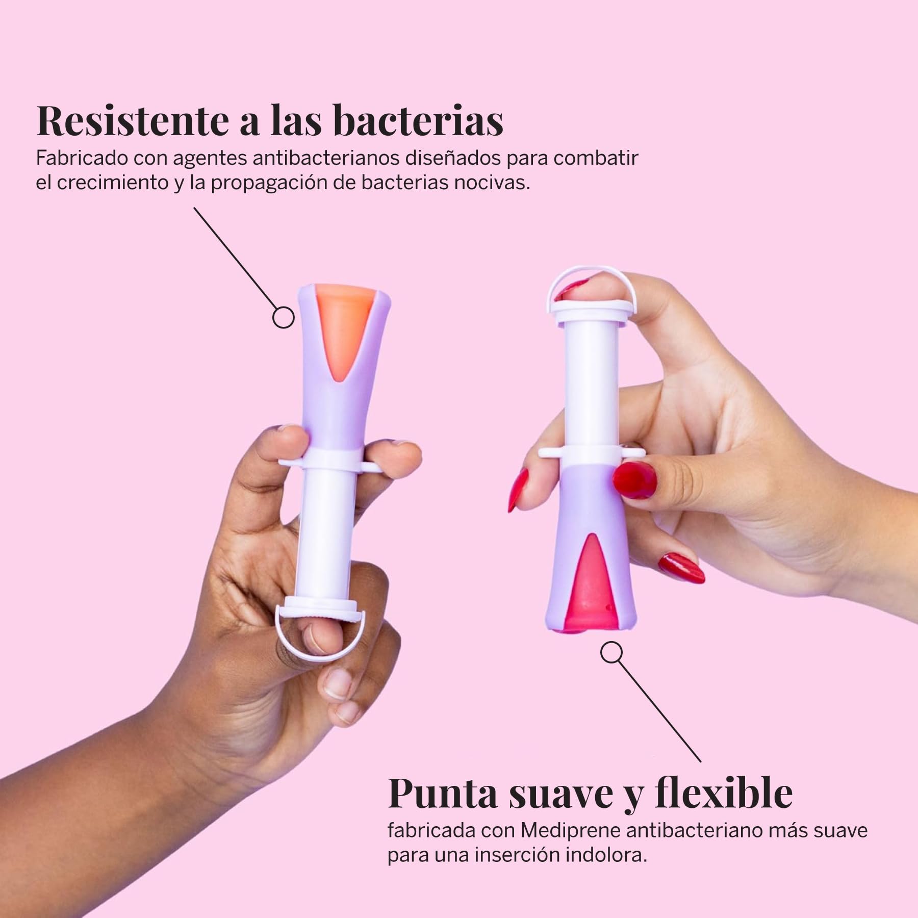 Paquete de 2 copas menstruales y aplicador, sin metales ni toxinas, 100% silicona de grado médico, taza de período reutilizable más suave, se inserta como un tampón, capacidad de 4 y 6 tampones