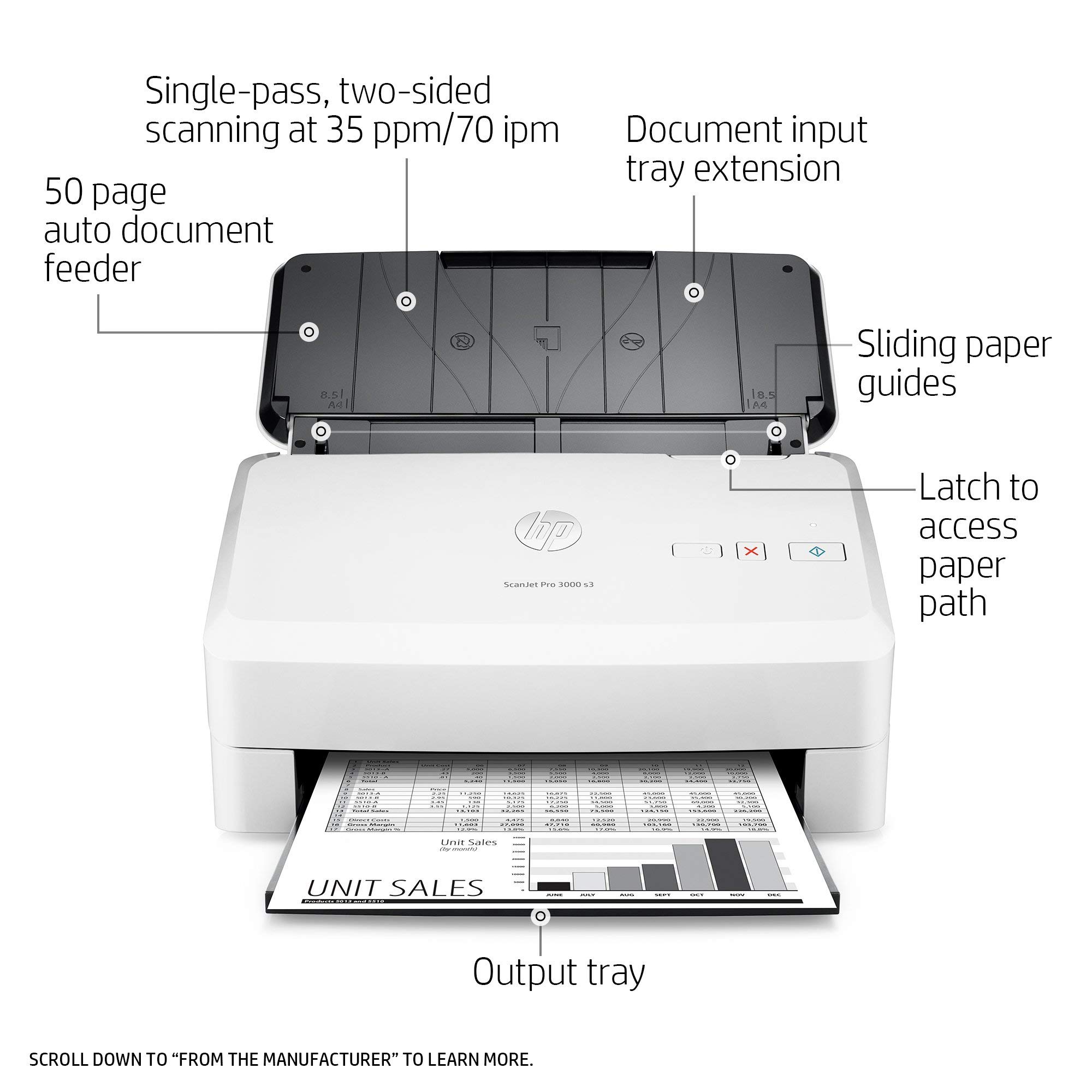 HP ScanJet Pro 3000 s3 Sheet-feed OCR Scanner (Renewed)
