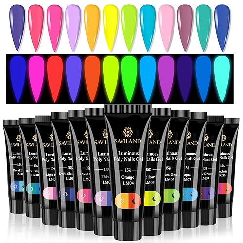 Miniatura 5 de Saviland Kit de gel de polietileno de solución deslizante de 3.0fl oz y juego de uñas de gel de polietileno de 12 colores