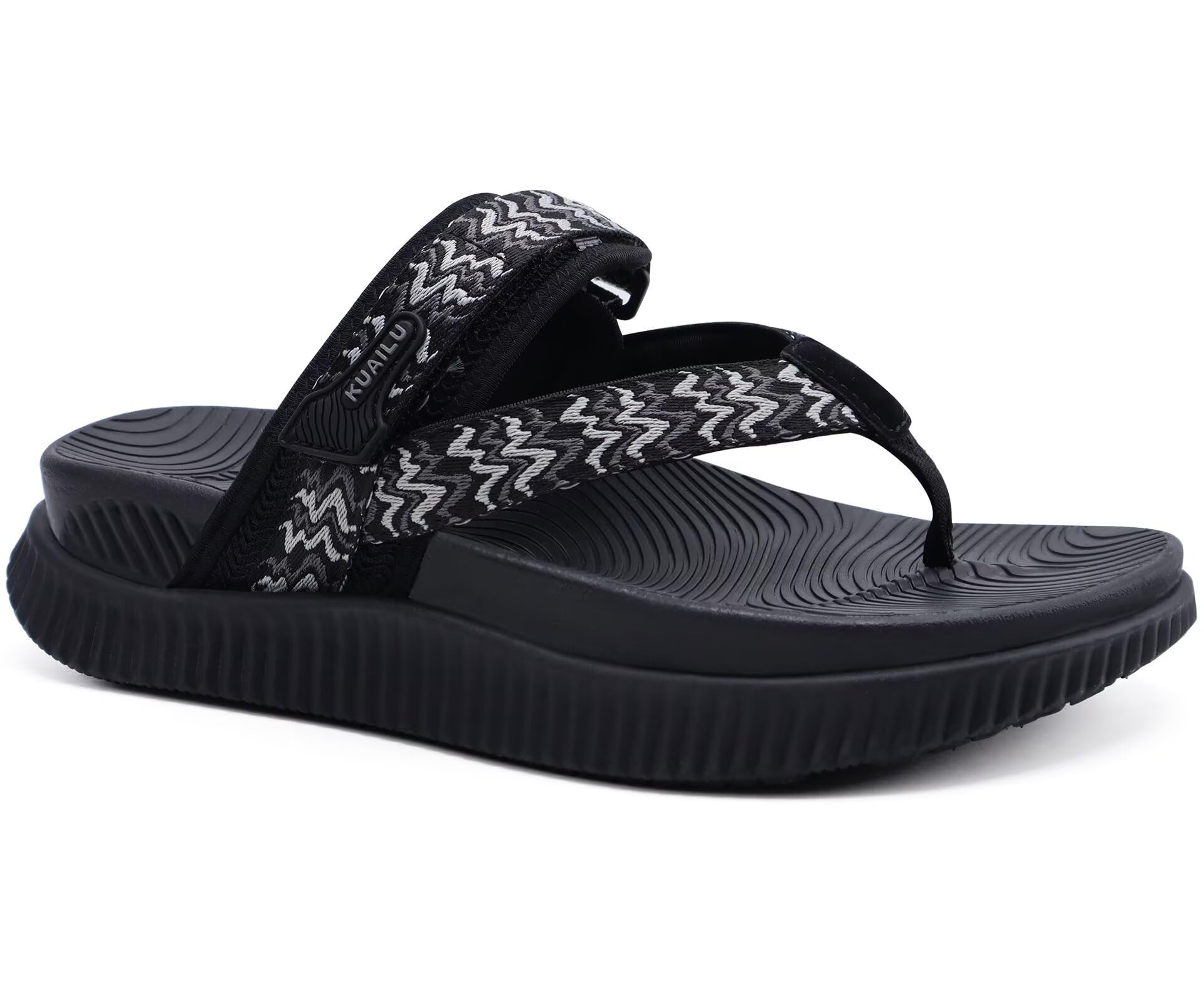 KuaiLu Womens Orthopedic Flip Flops With Arch Support Adjustable Thick Athletic Cushion Recovery Walking Sandals For Woman Ladies Fashion Comfortable Flip-Flop Slides, Water Resistant &amp; Lightweight