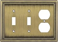 Vista 47 de Henne Bery Sunken Pearls - Placa de pared decorativa resistente para interruptor, cubierta para tomacorrientes (doble dúplex, níquel satinado)