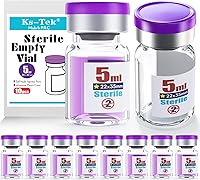 Ks-Tek Sterile Empty Glass Vials with Self-Healing Injection Port & Flip-Off Aluminum Caps (5ml, 10 Pack) - Lab Safe