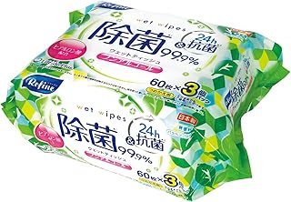 ライフ堂プラス(Life-do.Plus) 除菌シート リファイン ノンアルコール除菌 ウェットティッシュ 60枚 3個パック 日本製 除菌 24時間 肌に優しい 敏感肌 ヒヤルロン酸配合 詰め替え用 無香料 テーブルふきん 大容量 大人用 子供用 家庭用 LD-105