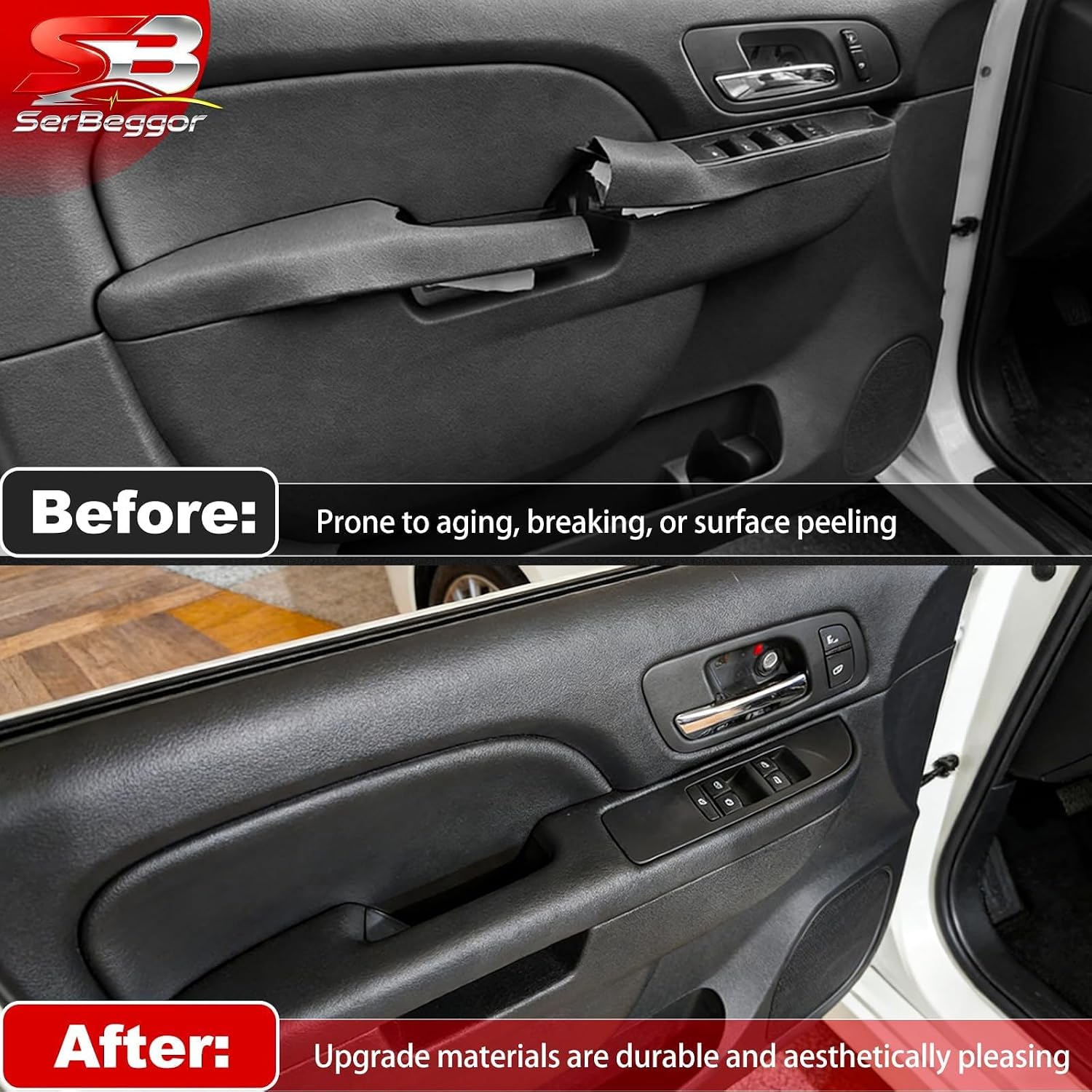 80994 Door Armrest, Door Panel Compatible with Chevy Silverado Suburban Avalanche GMC Sierra Yukon 2010-2014 Driver & Passenger Side Black Release #84127280
