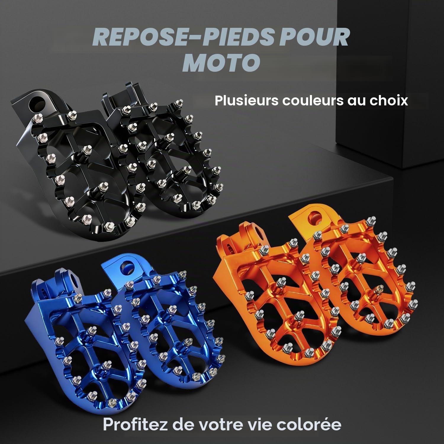 Repose-pieds Moto pour 50/65/85/125/150/250/400SX 250SXS/SXS-F/EXC Orange | pour MXC/EXC-G/SX-F/EXC-F/XC/XC-F 450SX-F/EXC/XC-G/SX/SXS/SMR/EXC-G/MSX-G 525EXC/EXC-G/MXC-G/SX/SMR/XC-G