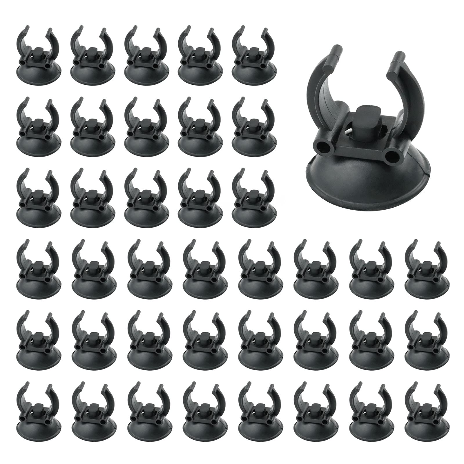 Hamineler40Pcs Aquarium Heater Suction Cups Suckers Clips Holders Clamps Aquarium Heater Rubber Clip Airline Tubing Glass Holder for Fish Tank, Black