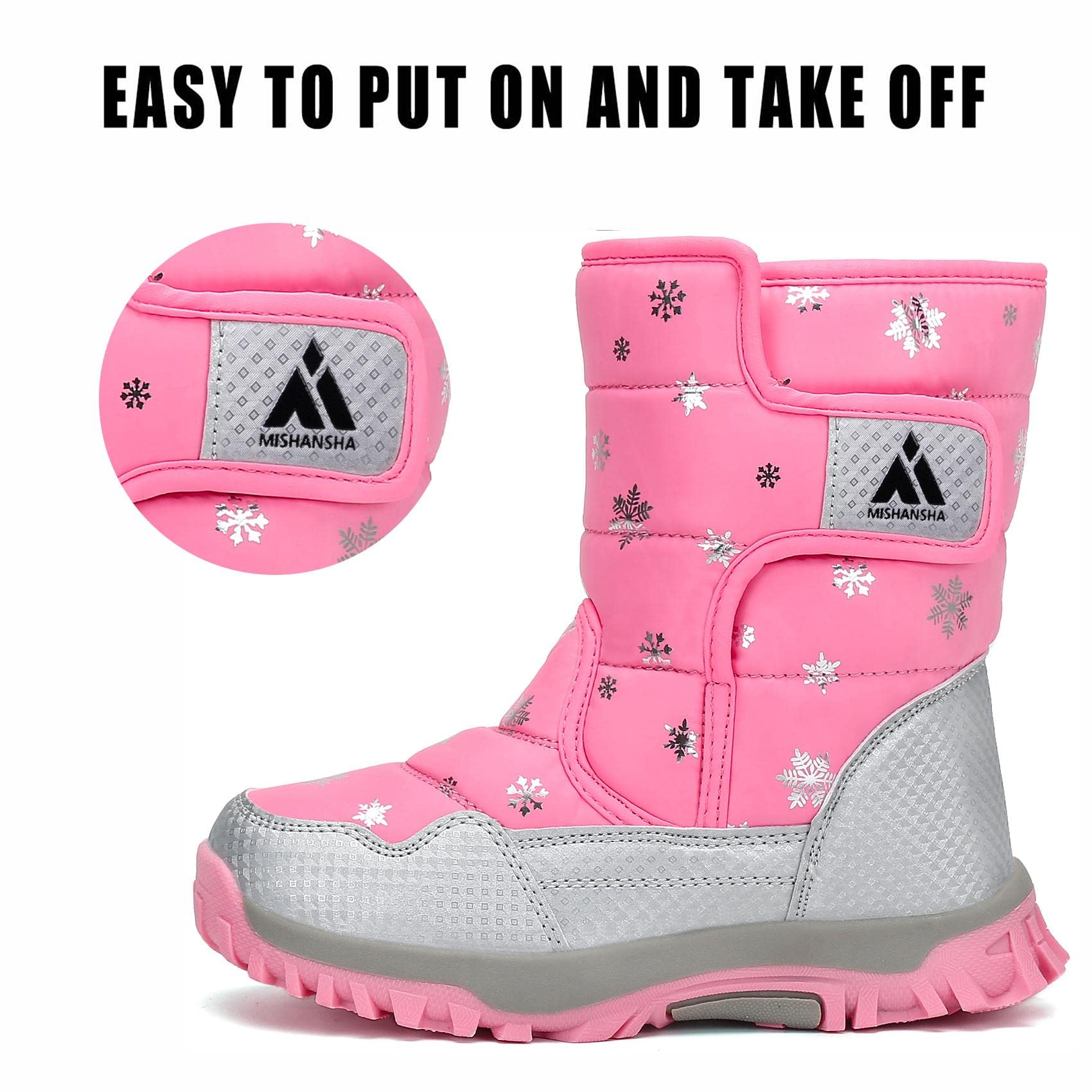 Mishansha Botas de Nieve Niño Niña Botas de Invierno Antideslizante Cálido Forro Niños Al Aire Libre Boots 24-38