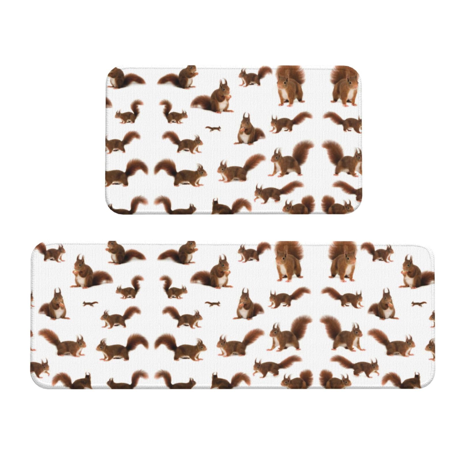 Tapis de cuisine absorbants et ultra-antidérapants à motif écureuil mignon