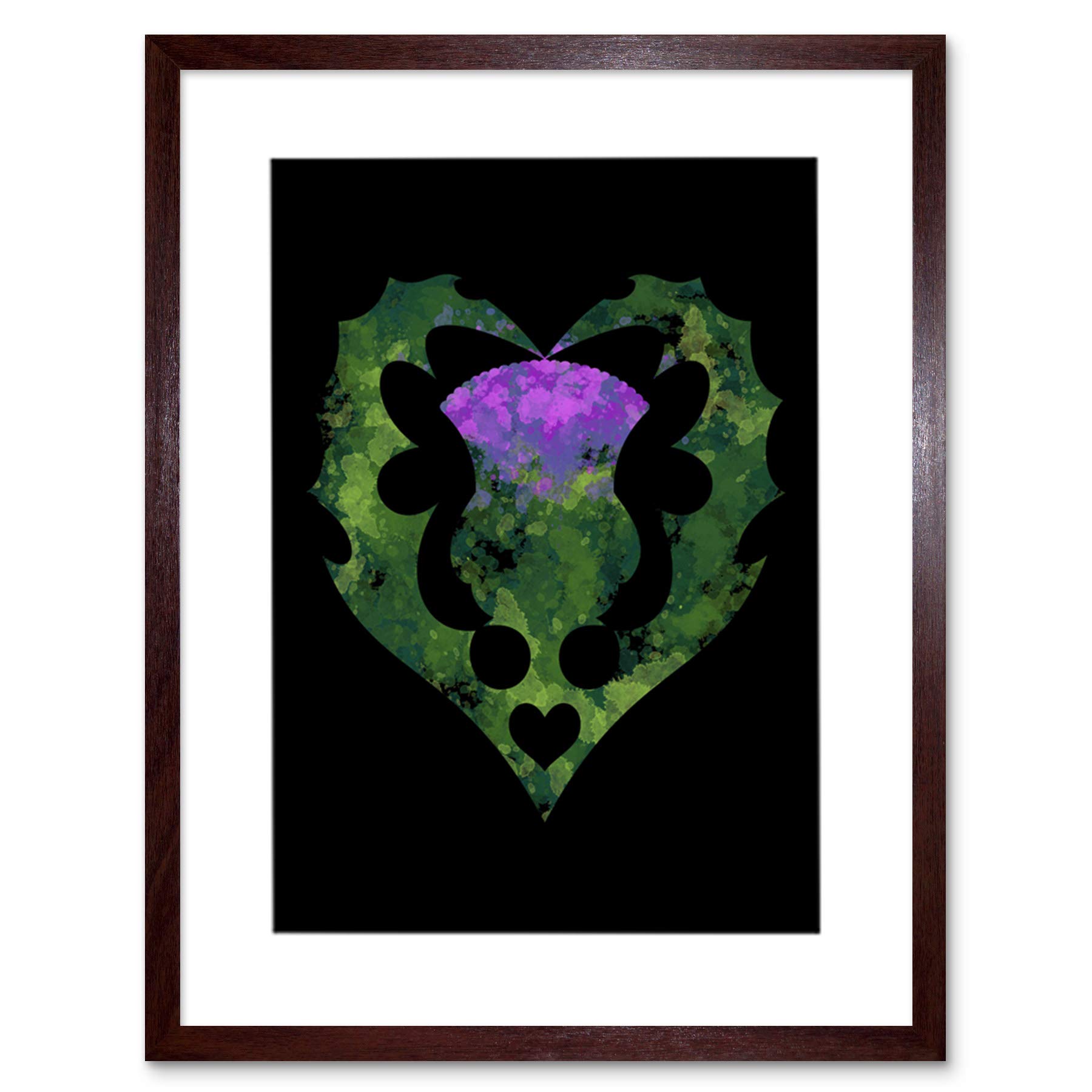 Wee Blue Coo Painting Thistle Scottish Scotland Flower Abstract Framed Wall Art Print