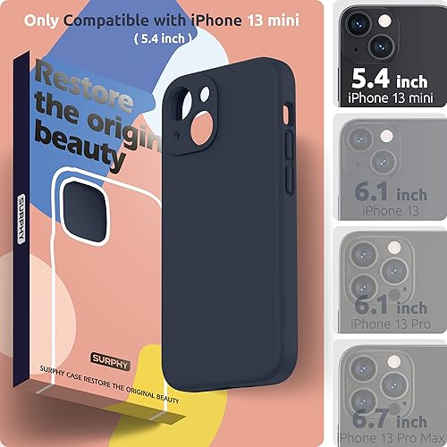 Miniatura 2 de SURPHY Funda compatible con iPhone 13 Mini con protector de pantalla, (protección de cámara + forro de microfibra suave), funda de silicona líquida