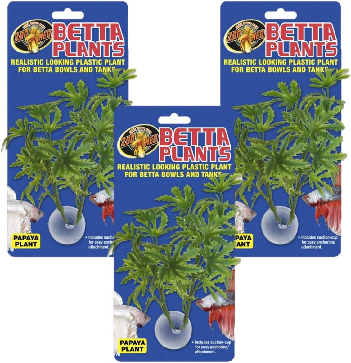 Zoo Med 14 Artificial Betta Tank Plants, Papaya Plant, with Suction Cups