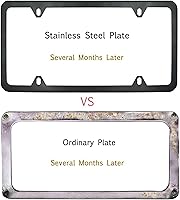 Vista 5 de Indeed BUY License Plate Frames Black, 2 Pcs 4 Holes Car Licenses Plate Covers Stainless Steel Holders Frame for Plates with Screw Caps.
