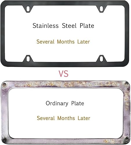 Miniatura 5 de Indeed BUY Marcos de matrícula negros, 2 piezas de 4 agujeros para matrícula de automóvil, cubiertas de acero inoxidable para placas con tapas de