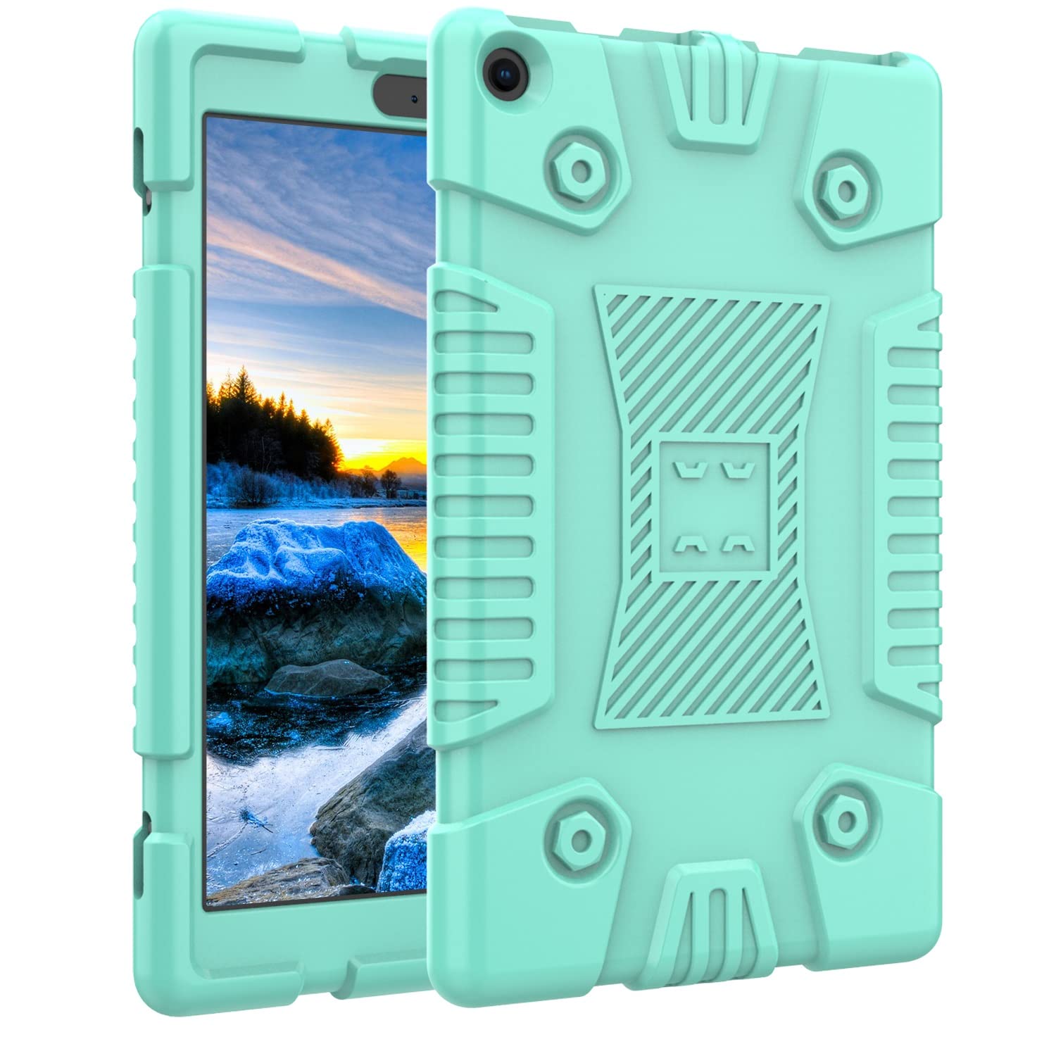 Pokrywa tabletu Dla dzieci na ogień HD 8. Sprawa 2018/2016, dla ognia Kindle Tablet Case Odporna wstrząsy Chropowatą ochronę osłona ochronna Osłona Anti-Fall(Mint Green)