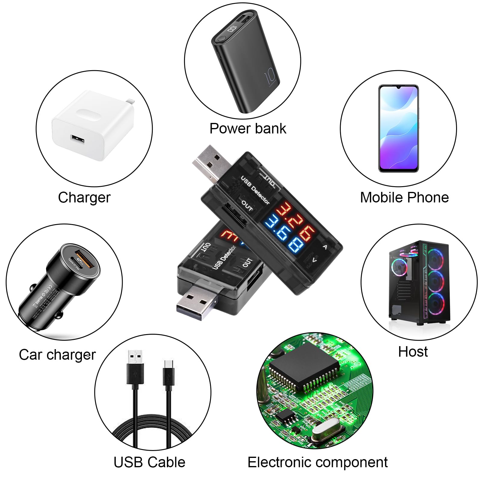 USB x 3 porty USB tester miernik USB, 0-3 A 4-30 V cyfrowy multimetr, miernik napięcia, woltomierz, prąd, detektor mocy