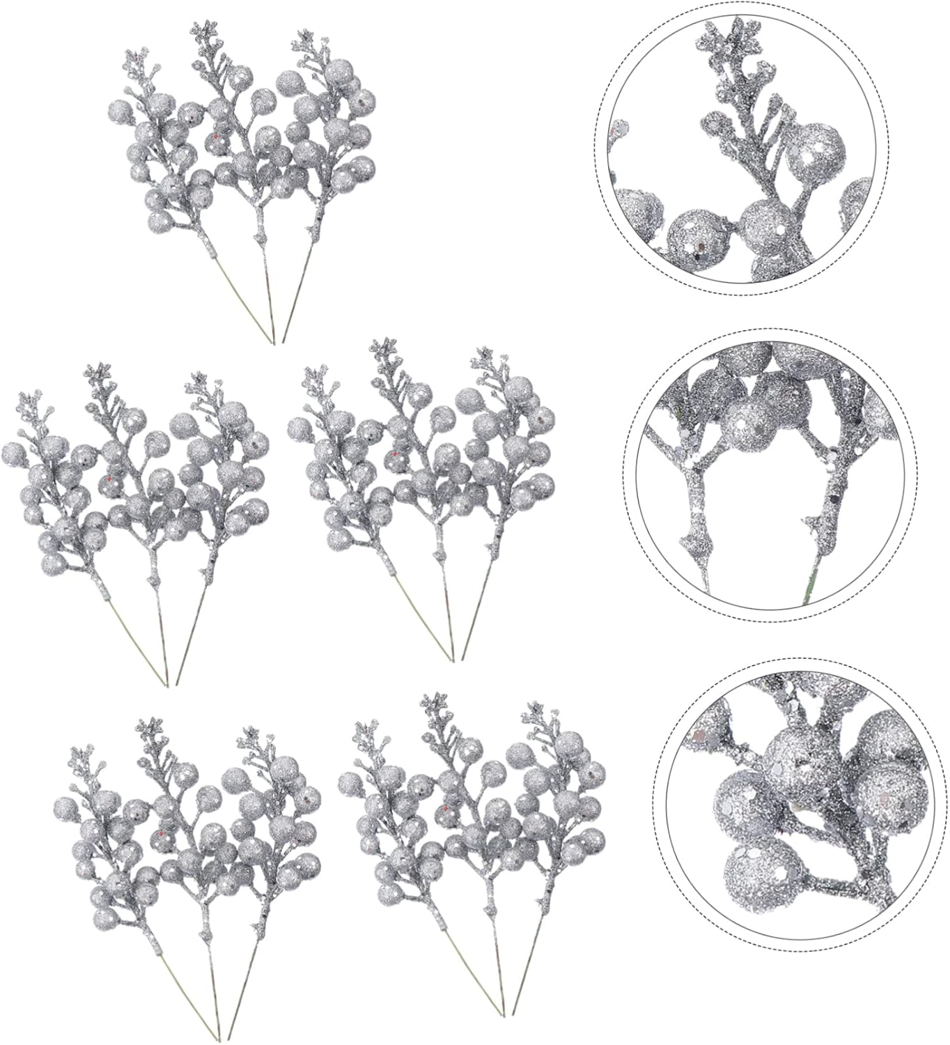 30pcs Christmas Artificial Branches Decorative Accessory for Trees Realistic Simulation Berry