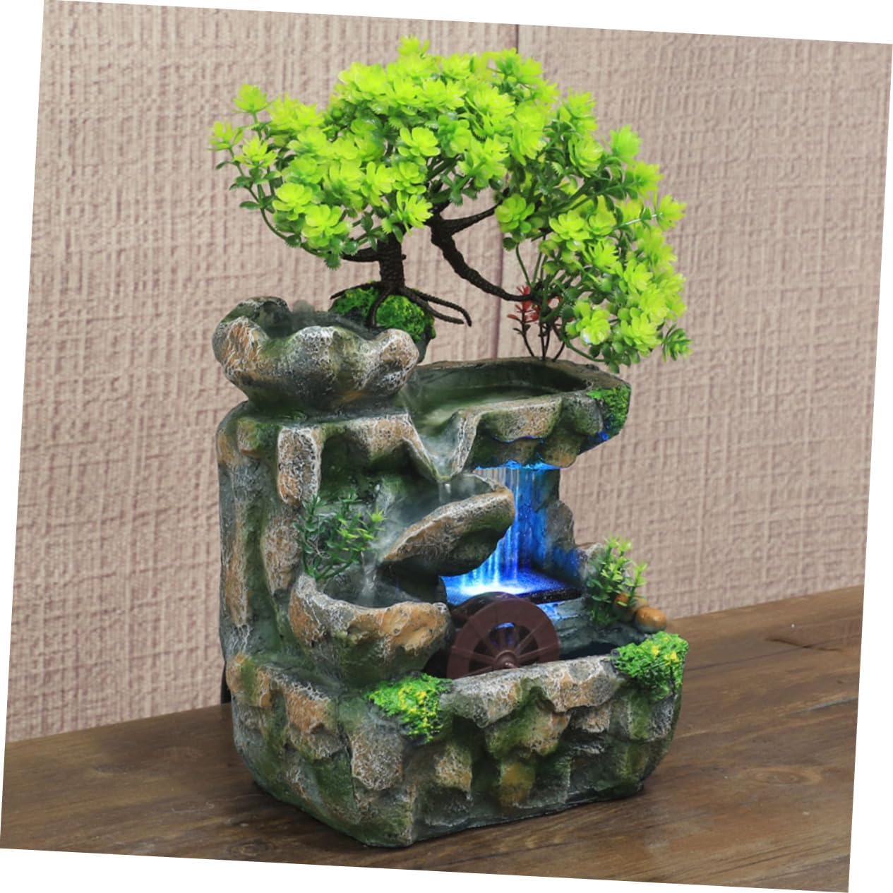 Zerodeko Mini Tabletop Water Fountain Adjustable Flow Zen Garden Decoration Indoor Relaxation Feature for Meditation Compact Design for Home and Office US Plug