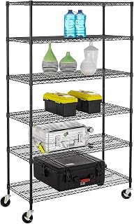 FDW Storage Shelves,Wire Shelving Unit Metal Shelves Heavy Duty Layer Rack Storage Rack Adjustable Utility (Black, 47" x 18" x 76")
