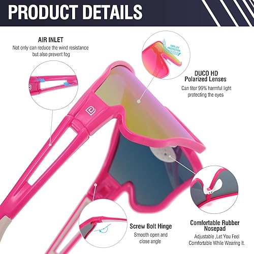 Miniatura 3 de DUCO Gafas de sol polarizadas deportivas para hombres y mujeres, gafas de sol para correr, pesca, ciclismo, béisbol, protección UV400, DC0023