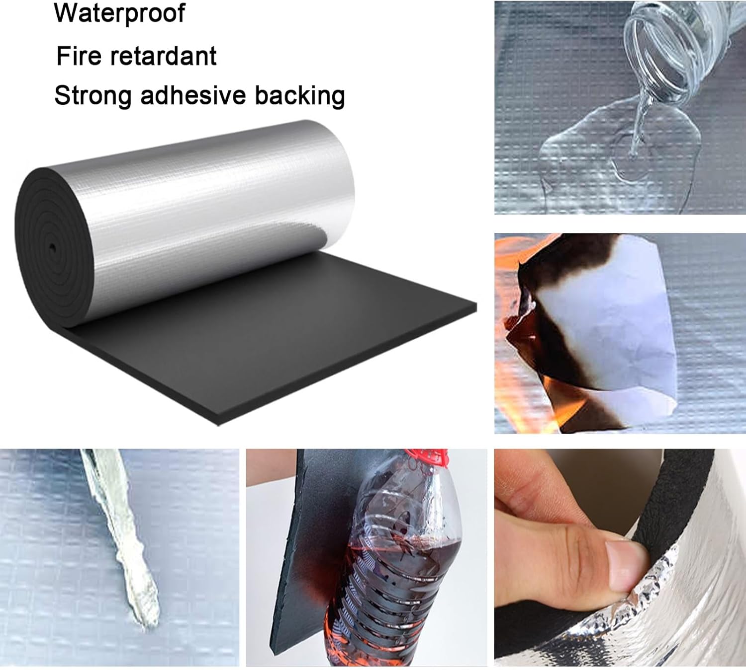Insulation Sheet,Self-Adhesive Embossed Aluminum Foil Waterproof Heat Resistant Thermal Barrier,Self-Adhesive Sound Insulation Acoustic Foam,for Roof Wall Duct Pipe(5MM(THK),1 * 6M(6m²))